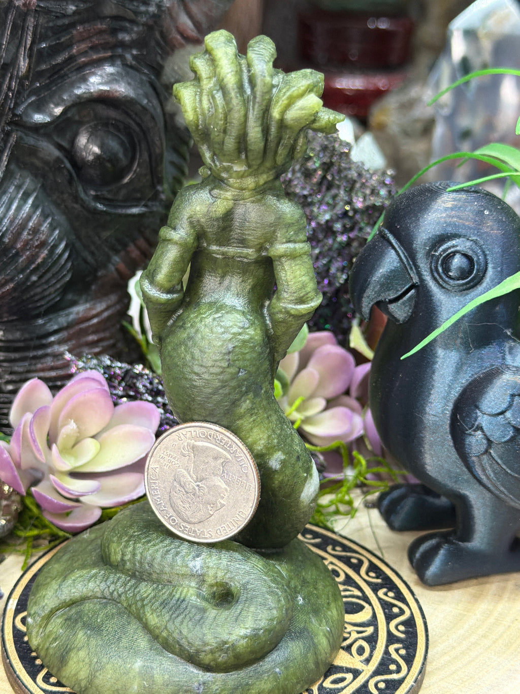 Serpentine Medusa Carving