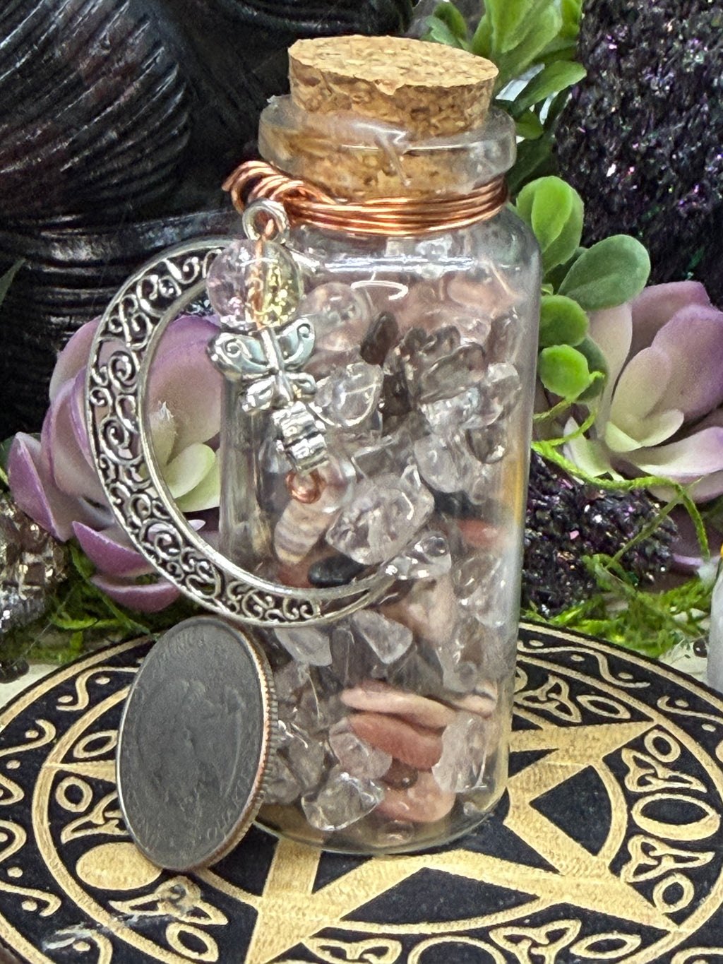 Rhodochrosite Smoky & Clear Quartz Intension Bottle