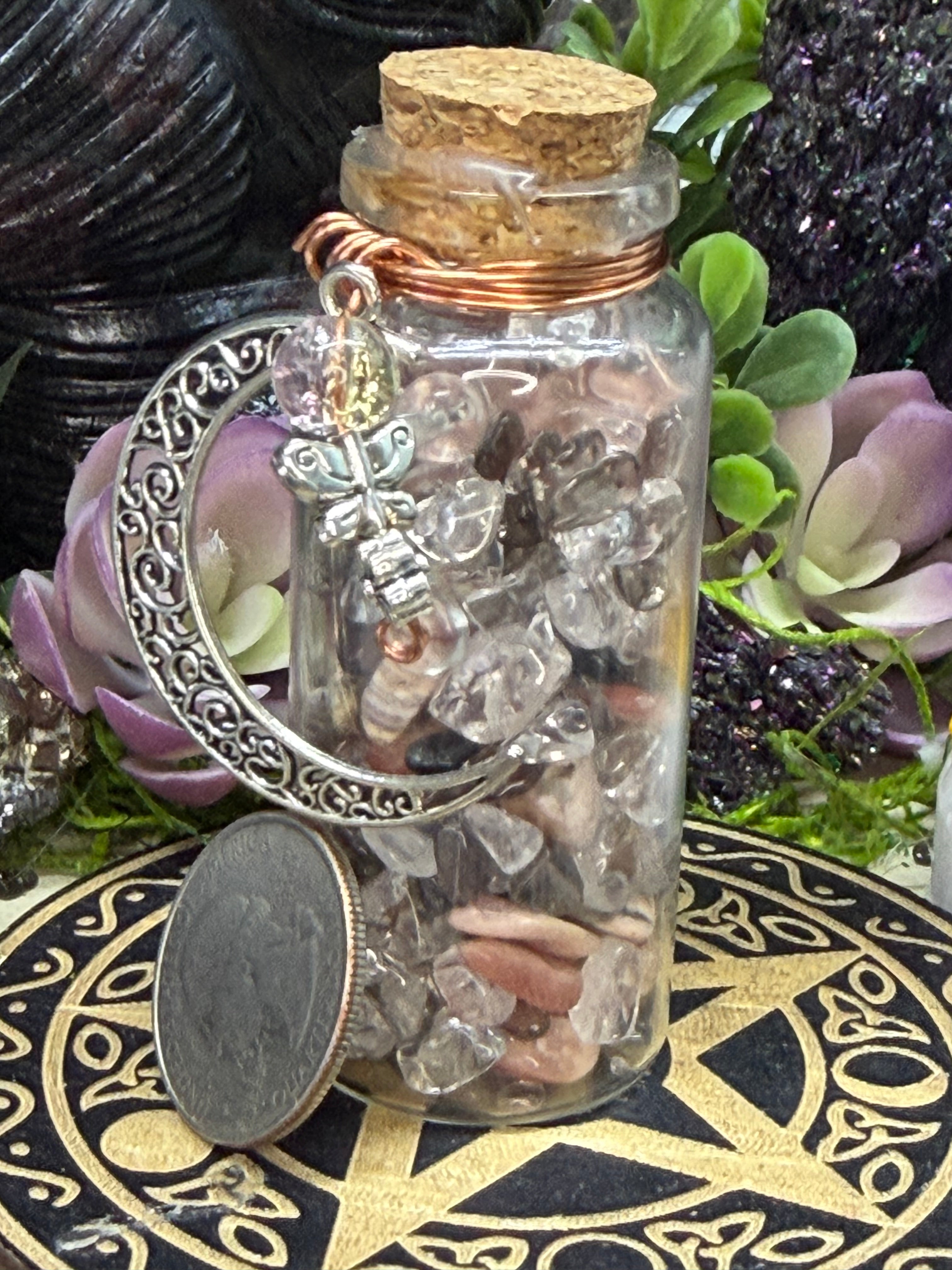 Rhodochrosite Smoky & Clear Quartz Intension Bottle