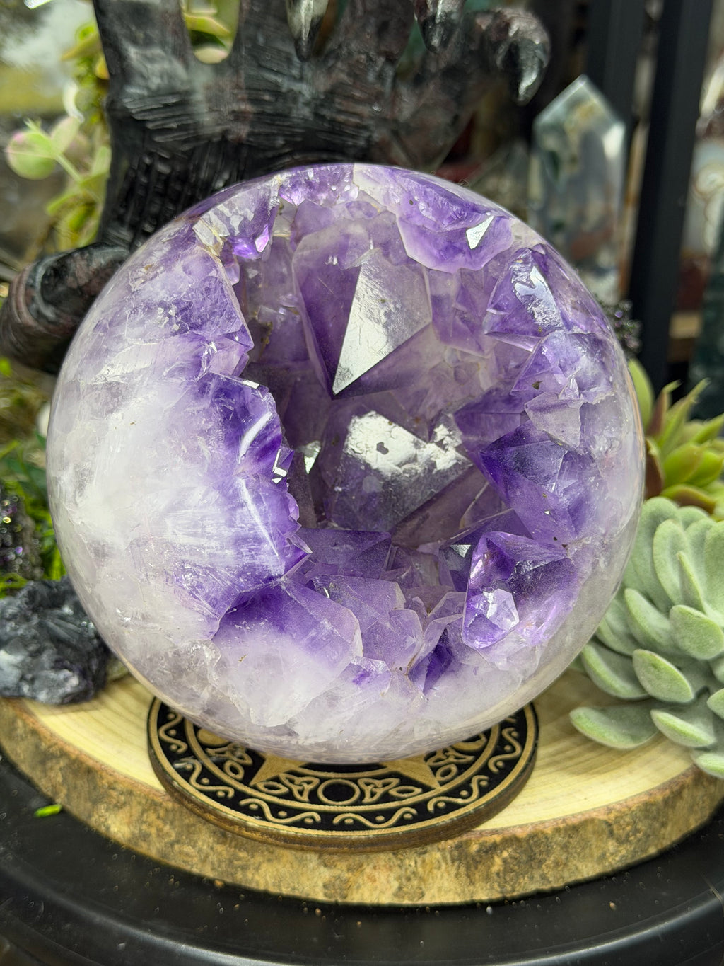 Brazil Open Mouth Phantom Amethyst Sphere, 118mm