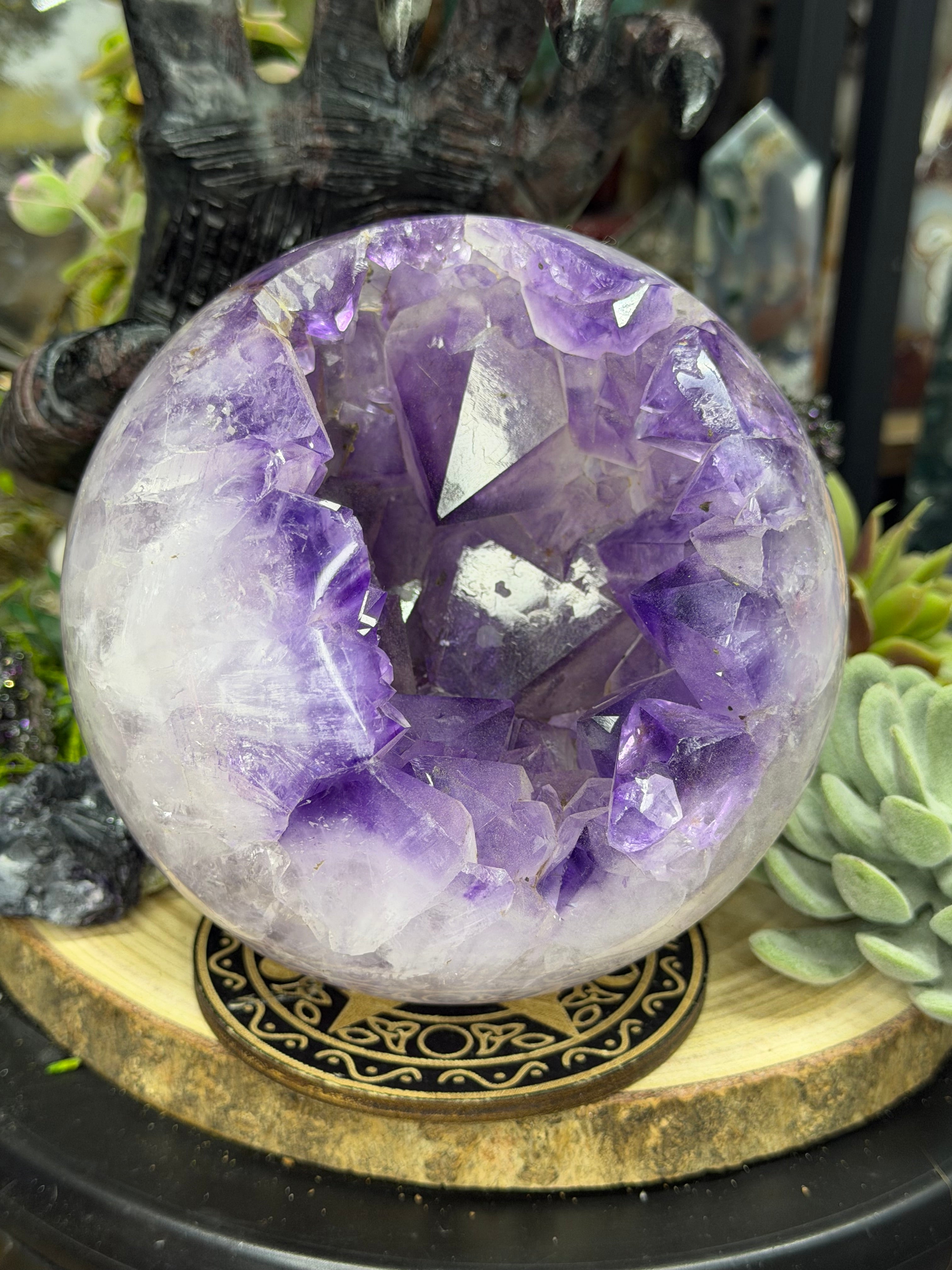 Brazil Open Mouth Phantom Amethyst Sphere, 118mm
