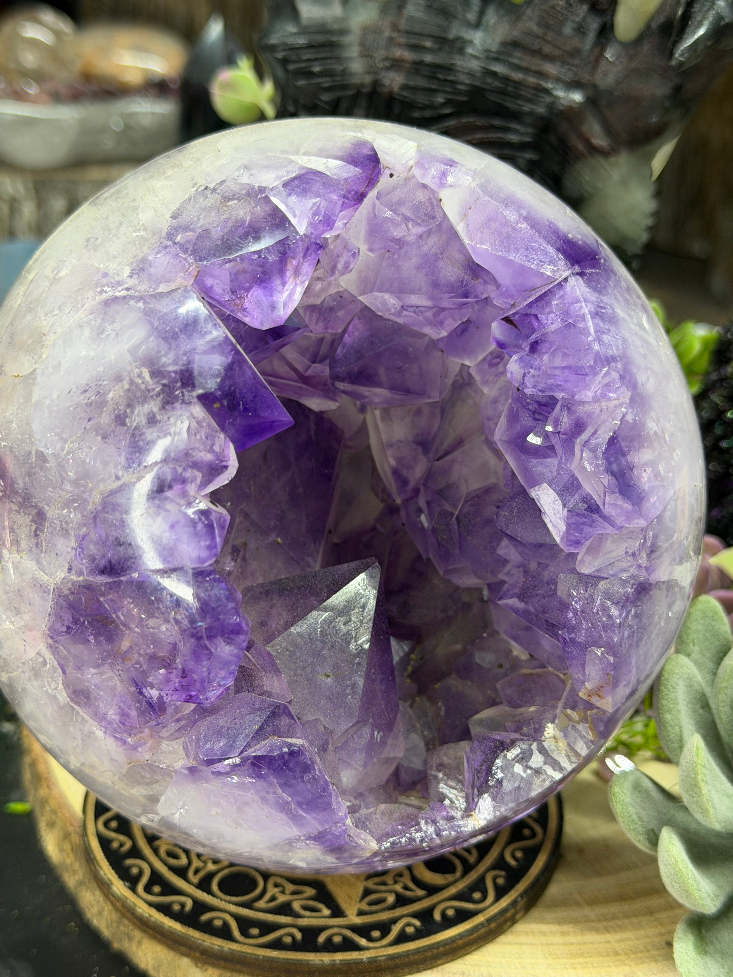 Brazil Open Mouth Phantom Amethyst Sphere, 118mm