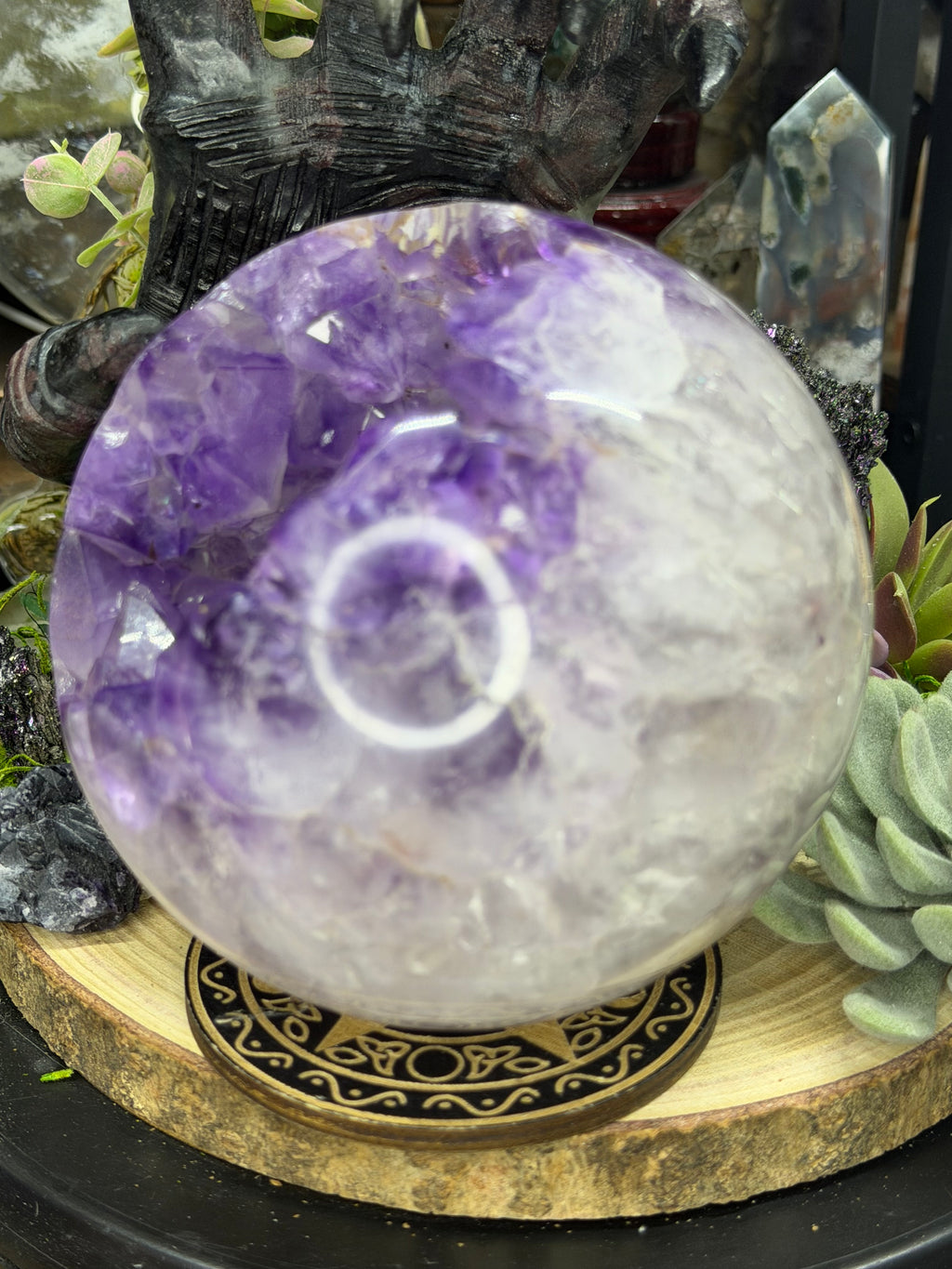 Brazil Open Mouth Phantom Amethyst Sphere, 118mm