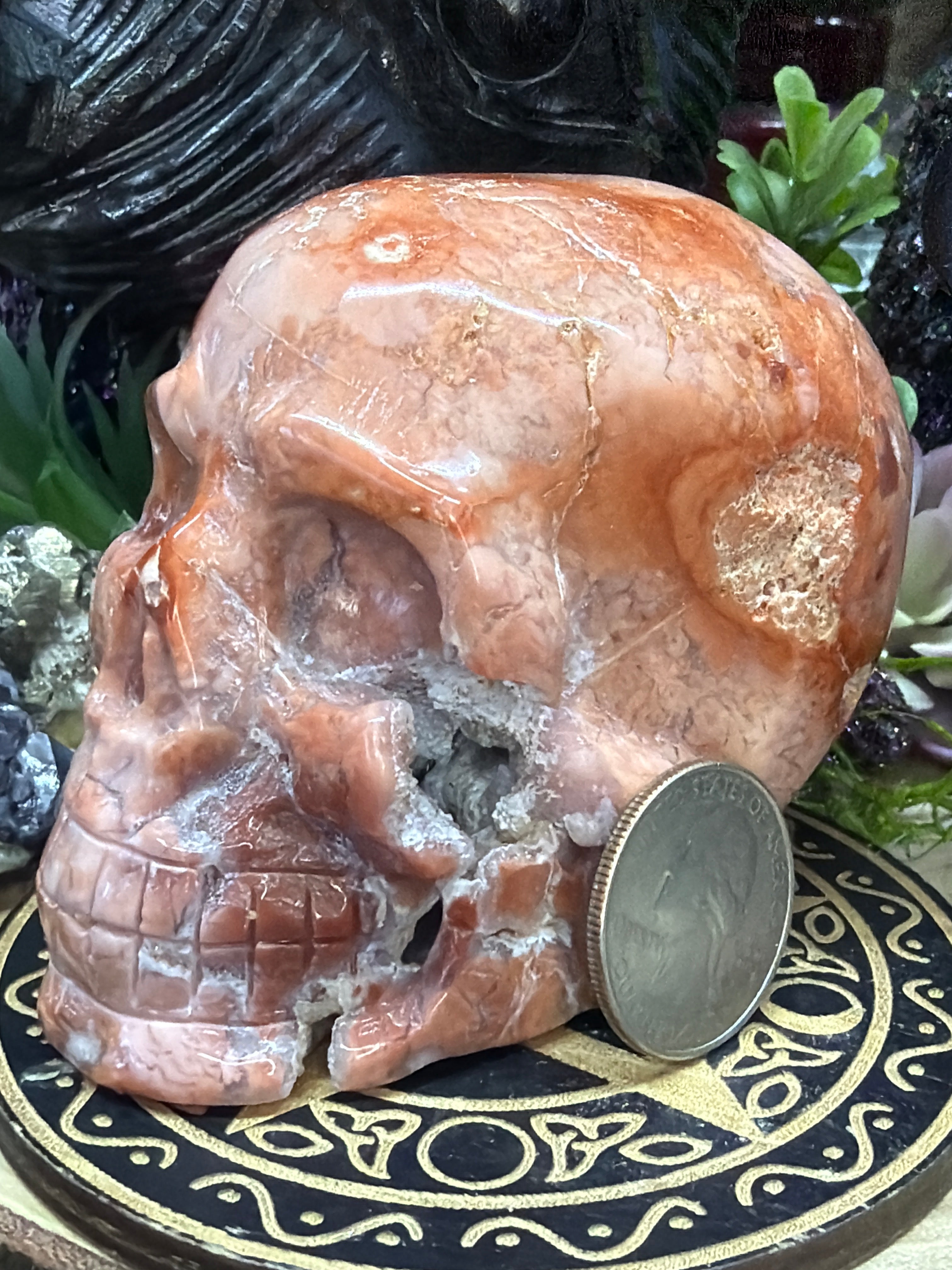 Pink Petal Agate Skull #80