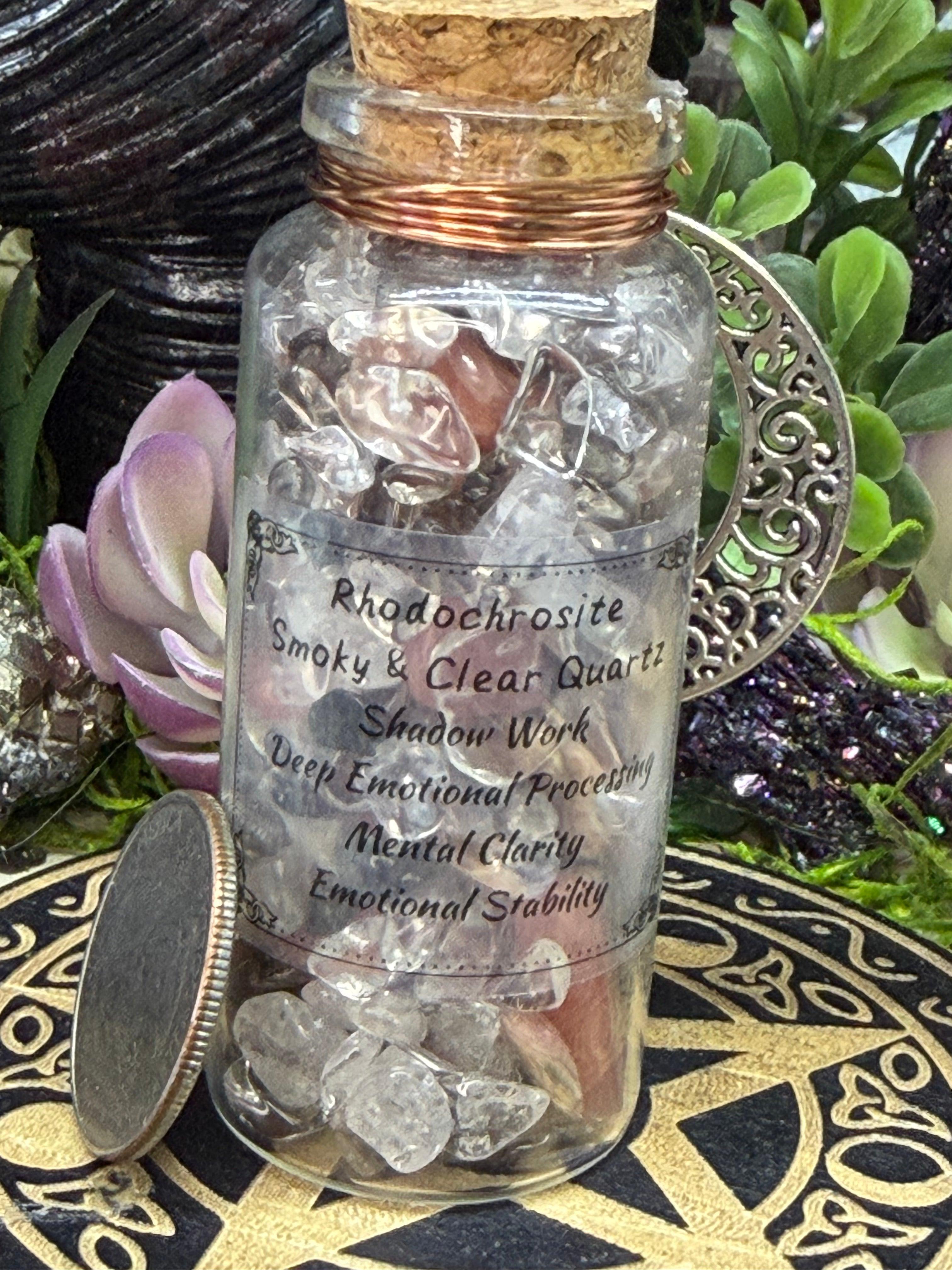 Rhodochrosite Smoky & Clear Quartz Intension Bottle