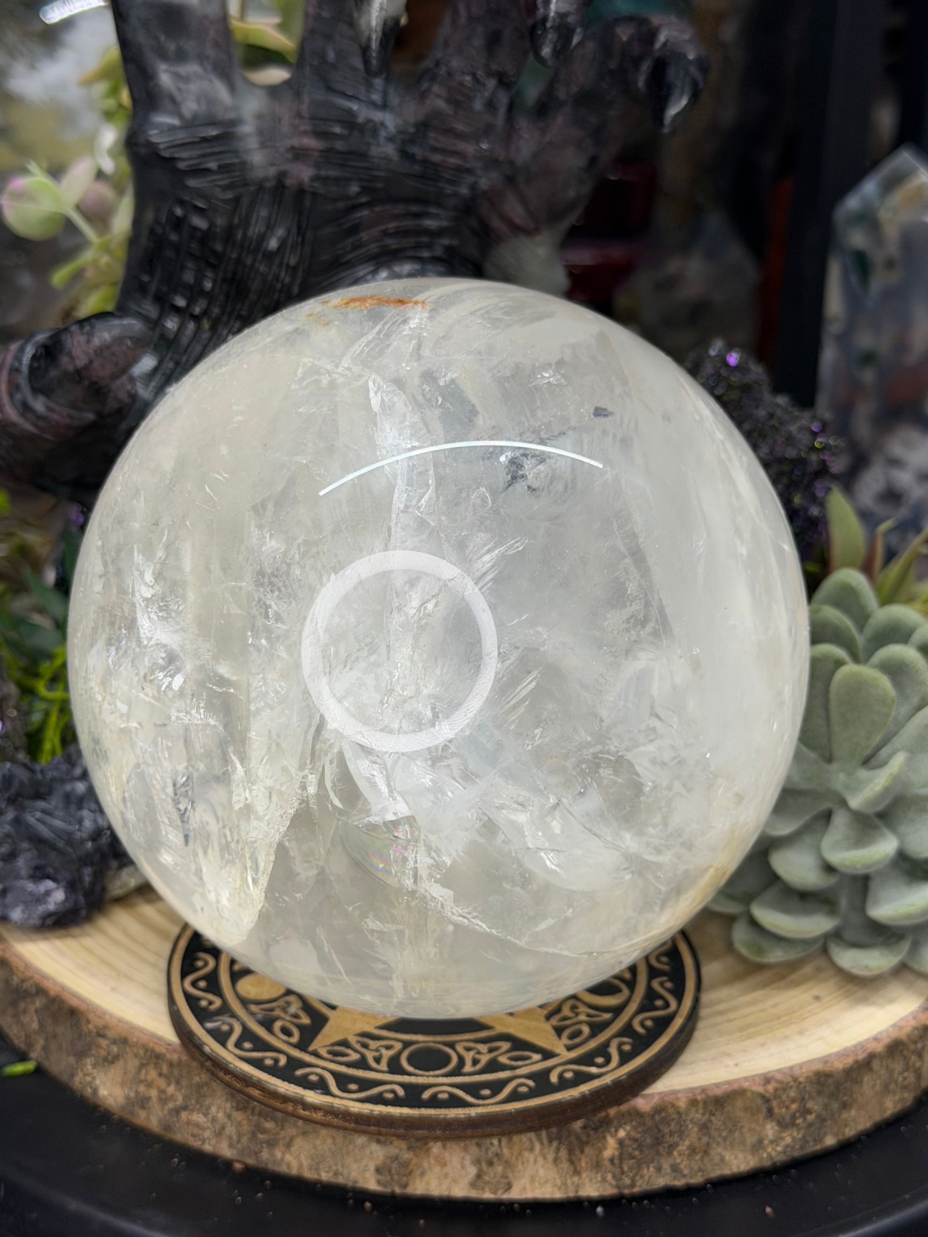 Large 110mm Clear Quartz Sphere With Rainbows