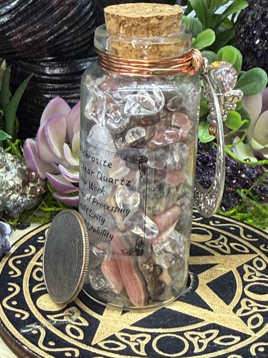 Rhodochrosite Smoky & Clear Quartz Intension Bottle