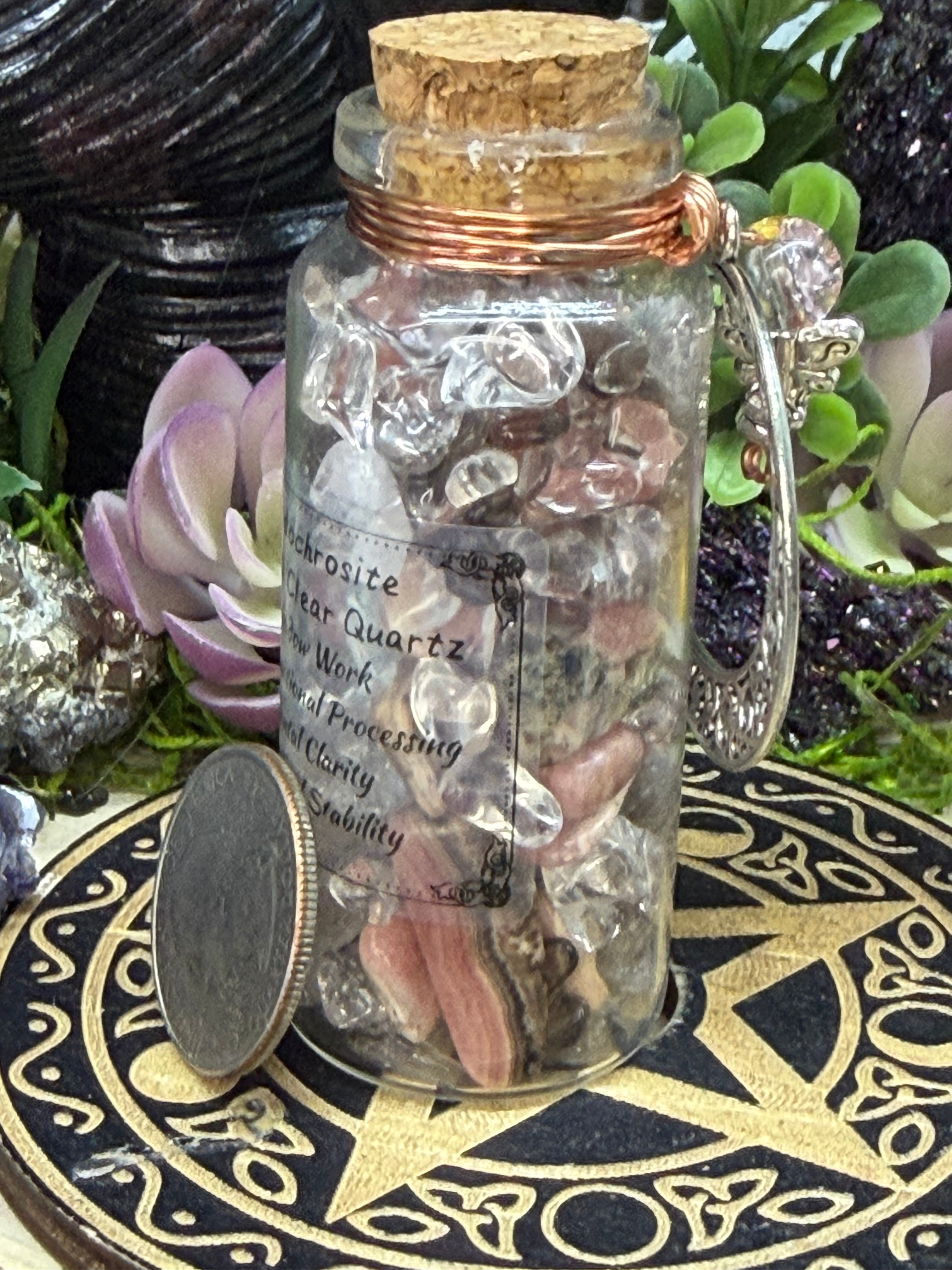Rhodochrosite Smoky & Clear Quartz Intension Bottle
