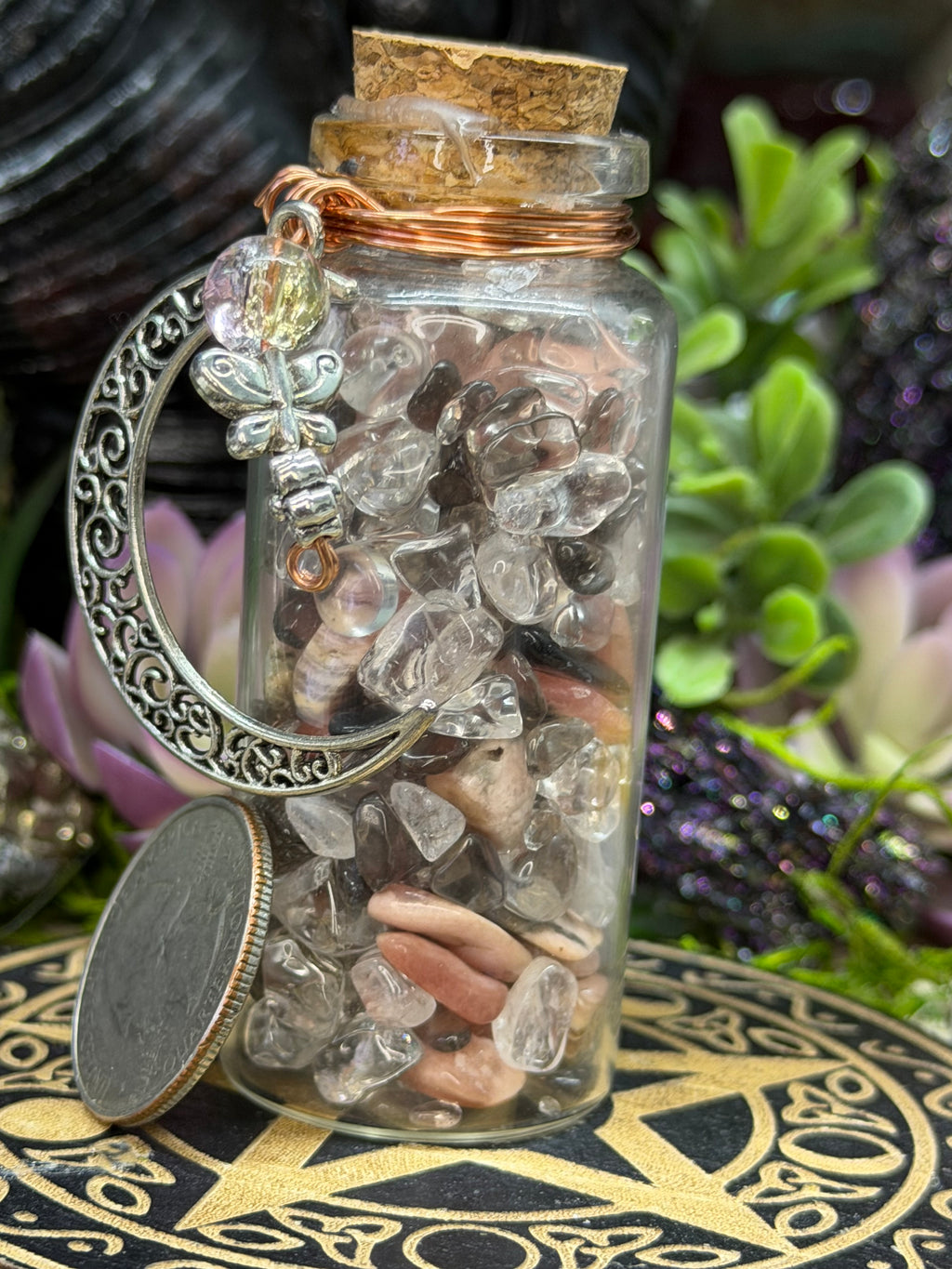 Rhodochrosite Smoky & Clear Quartz Intension Bottle