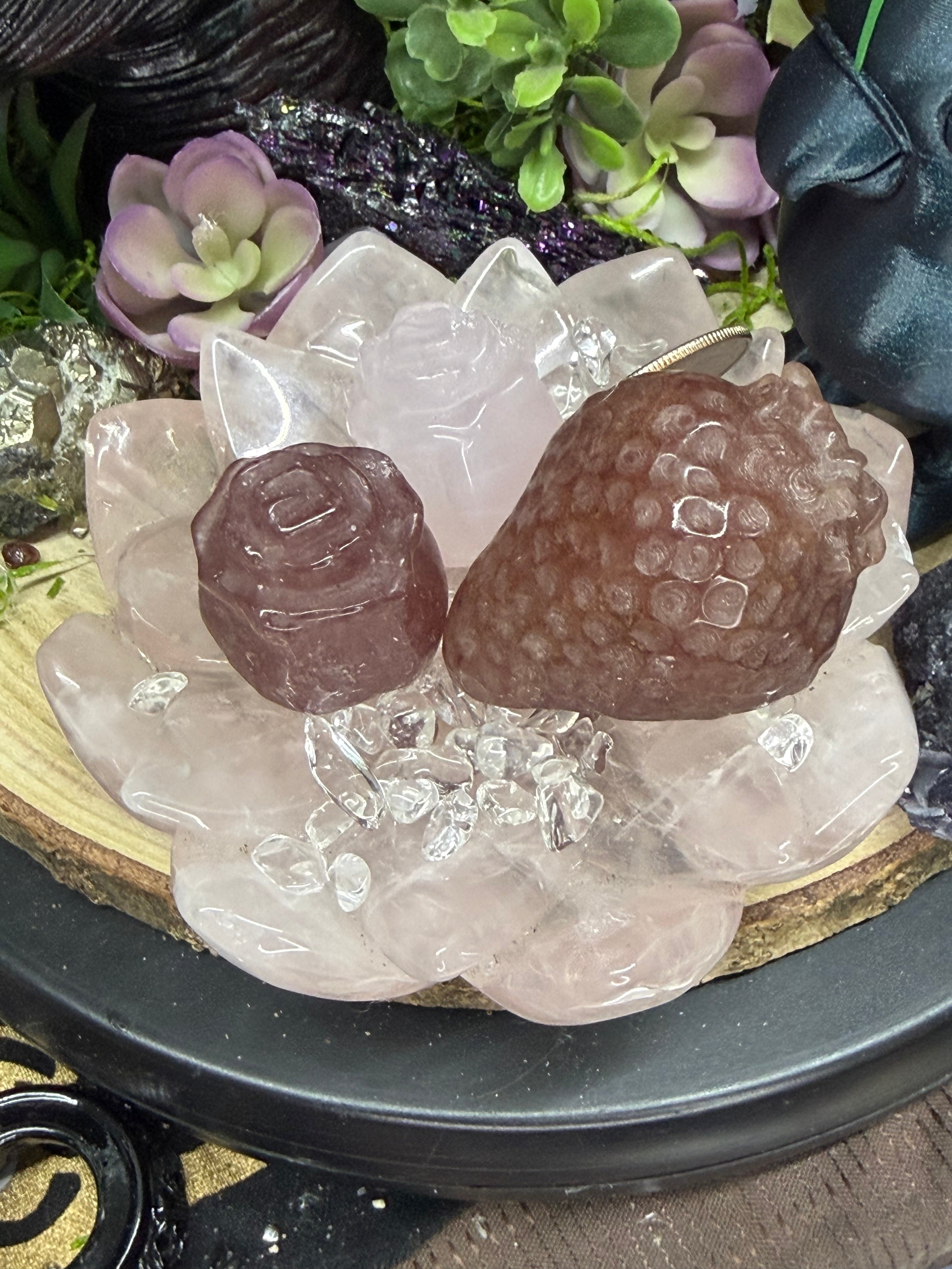 Lotus Rose Quartz Intension Bowl With Carvings.
