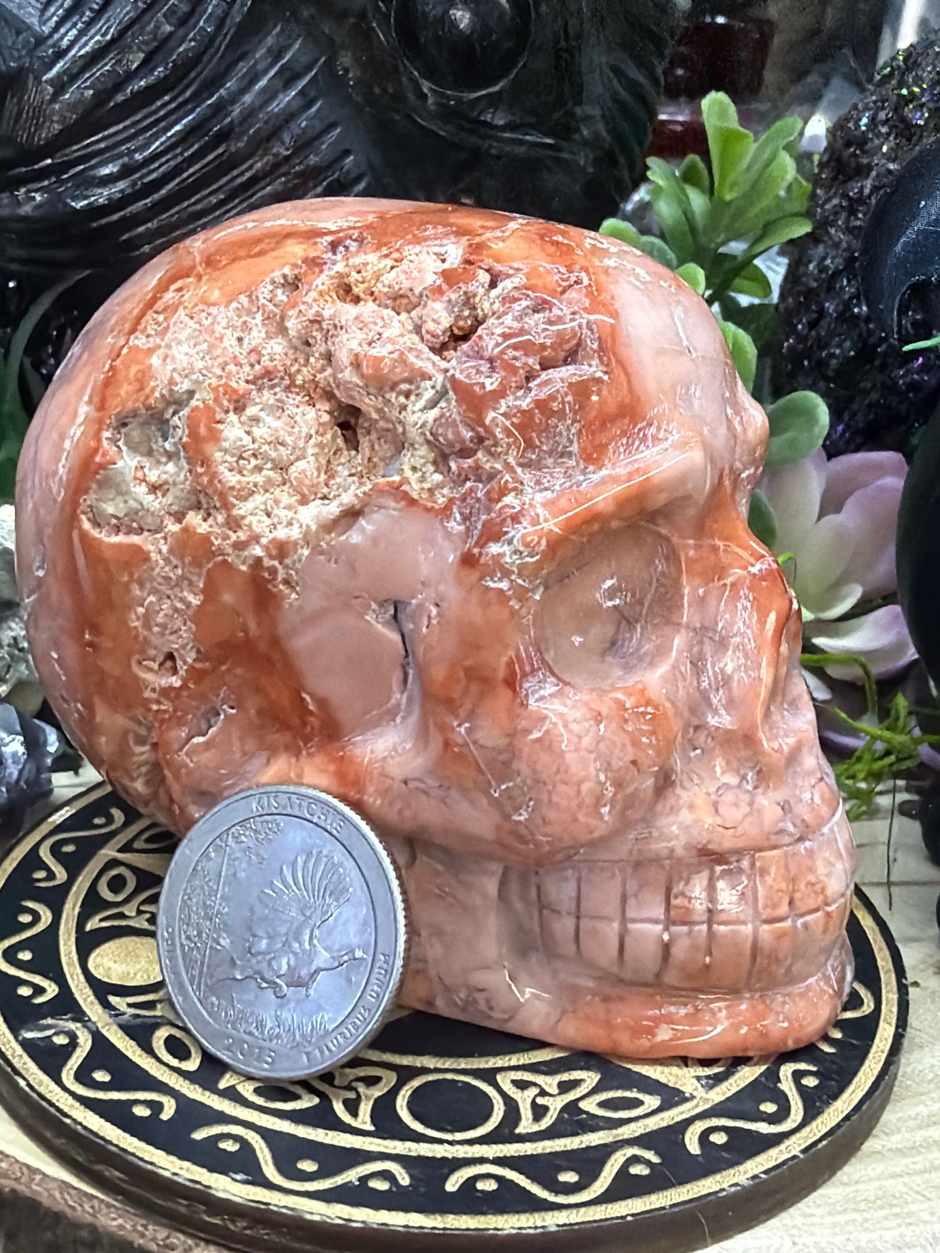 Pink Petal Agate Skull #80
