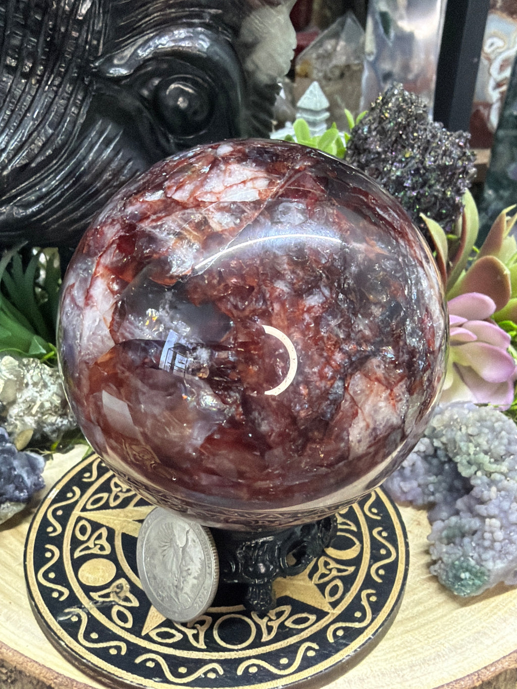 Red Fire Quartz Sphere #77, 75MM