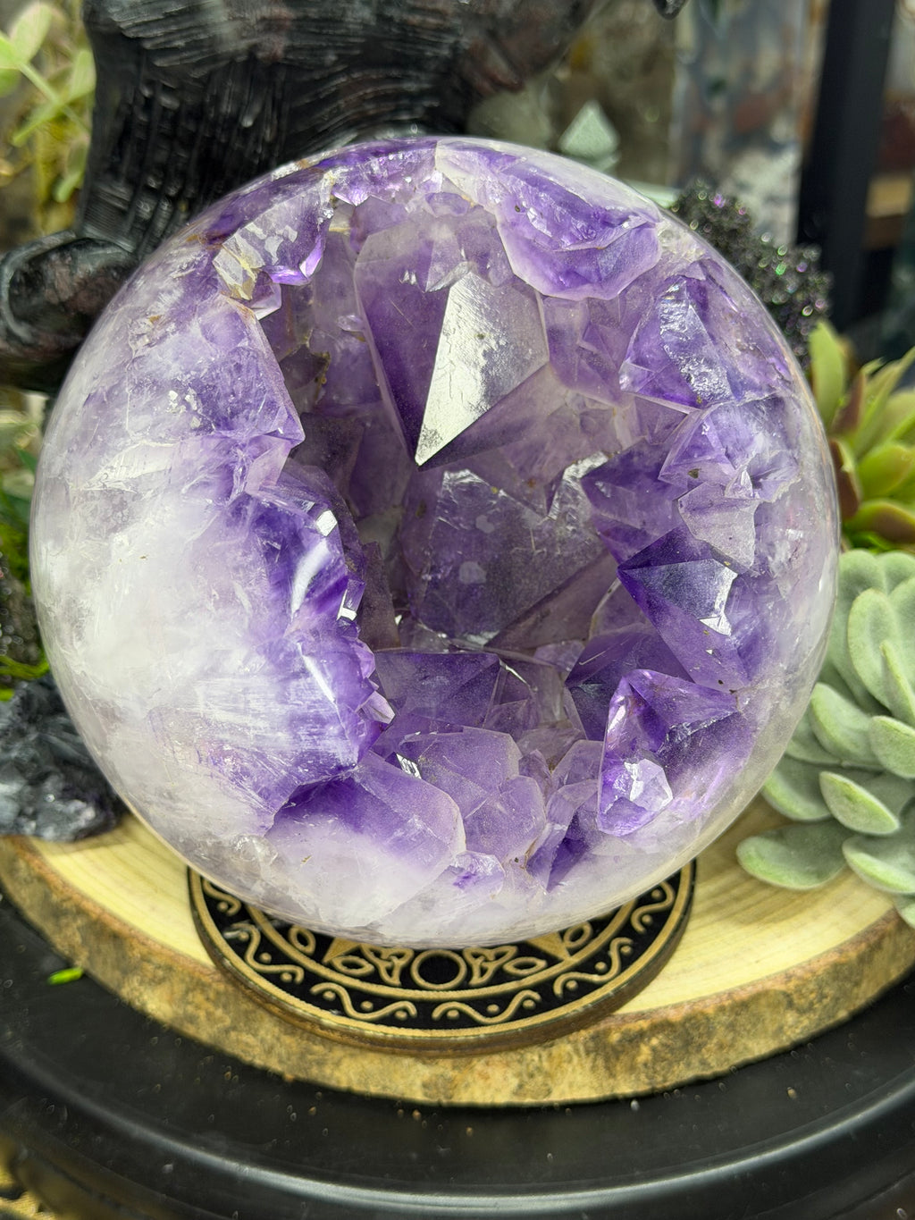 Brazil Open Mouth Phantom Amethyst Sphere, 118mm