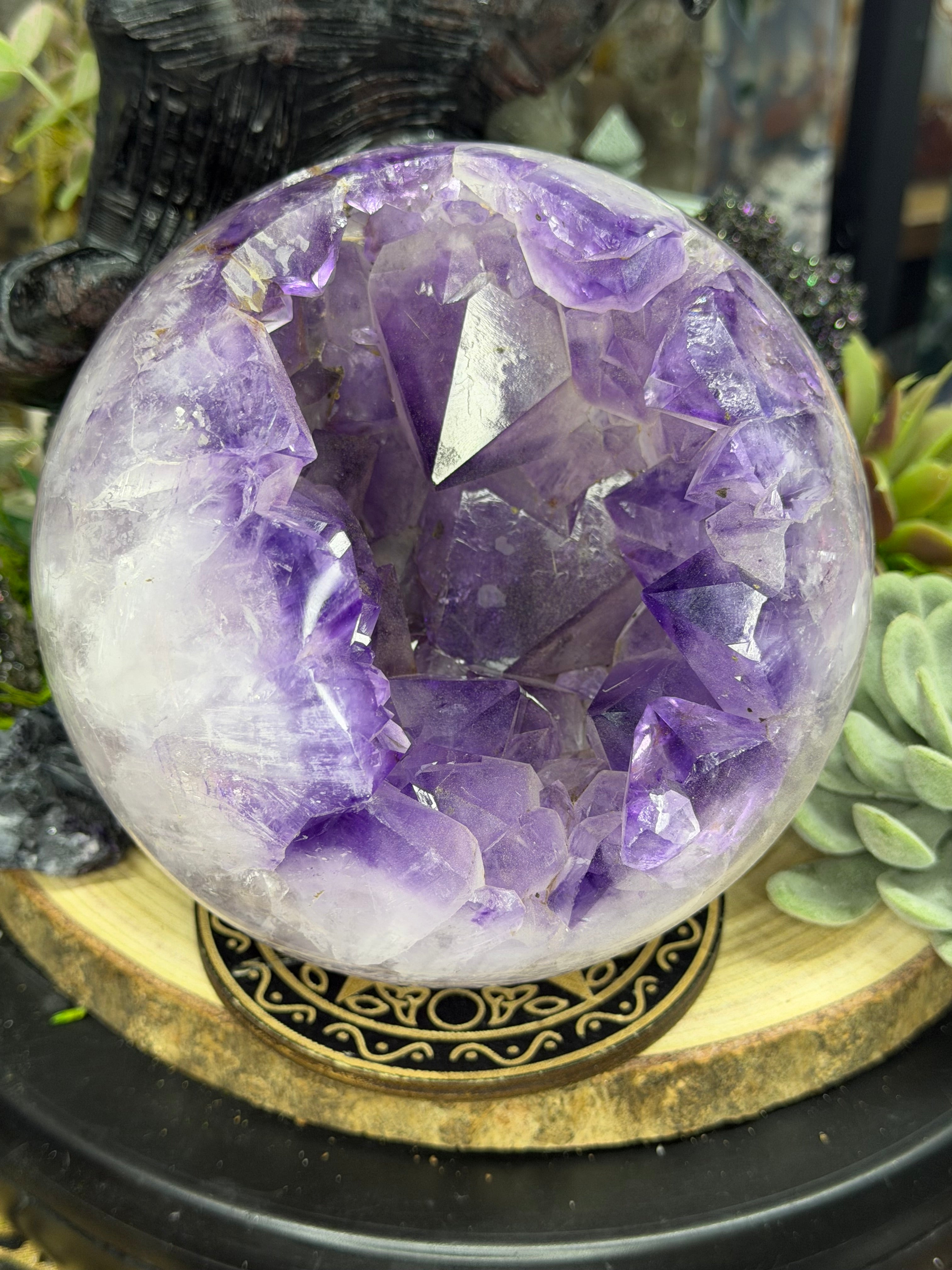 Brazil Open Mouth Phantom Amethyst Sphere, 118mm