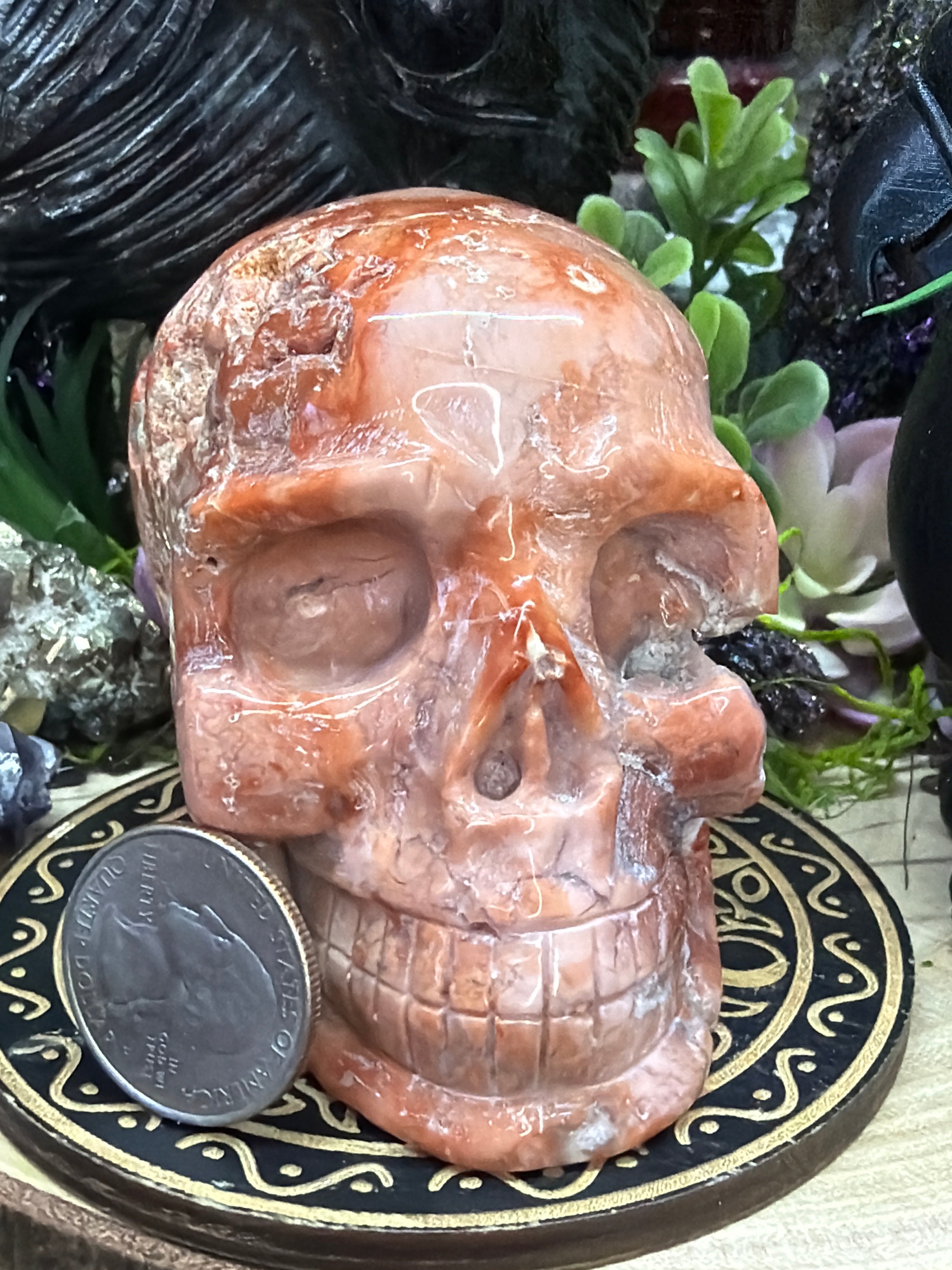 Pink Petal Agate Skull #80