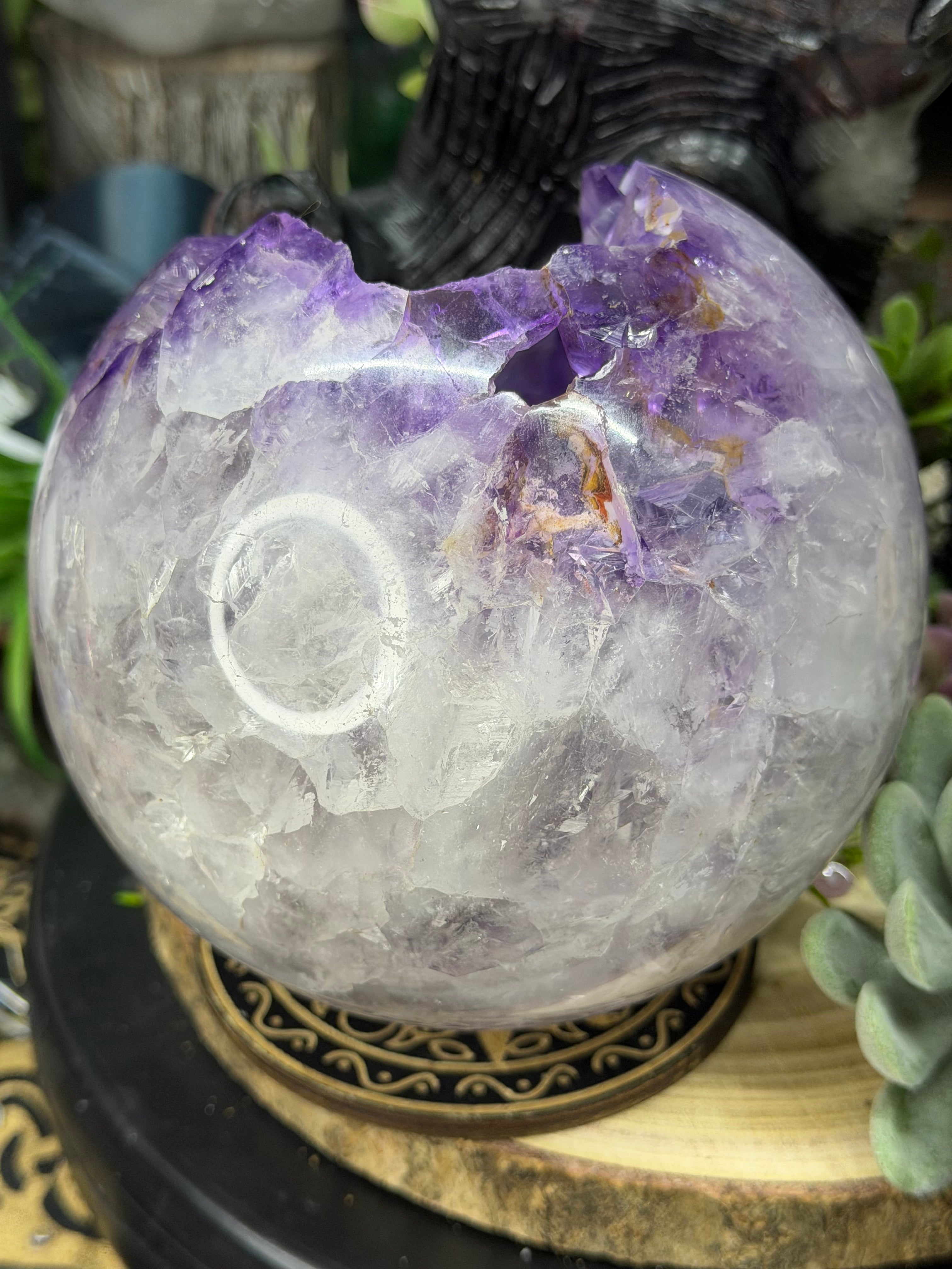 Brazil Open Mouth Phantom Amethyst Sphere, 118mm