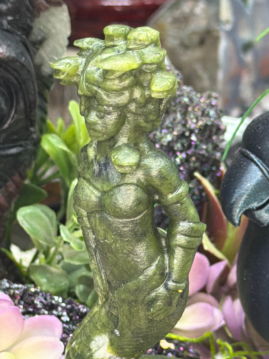 Serpentine Medusa Carving