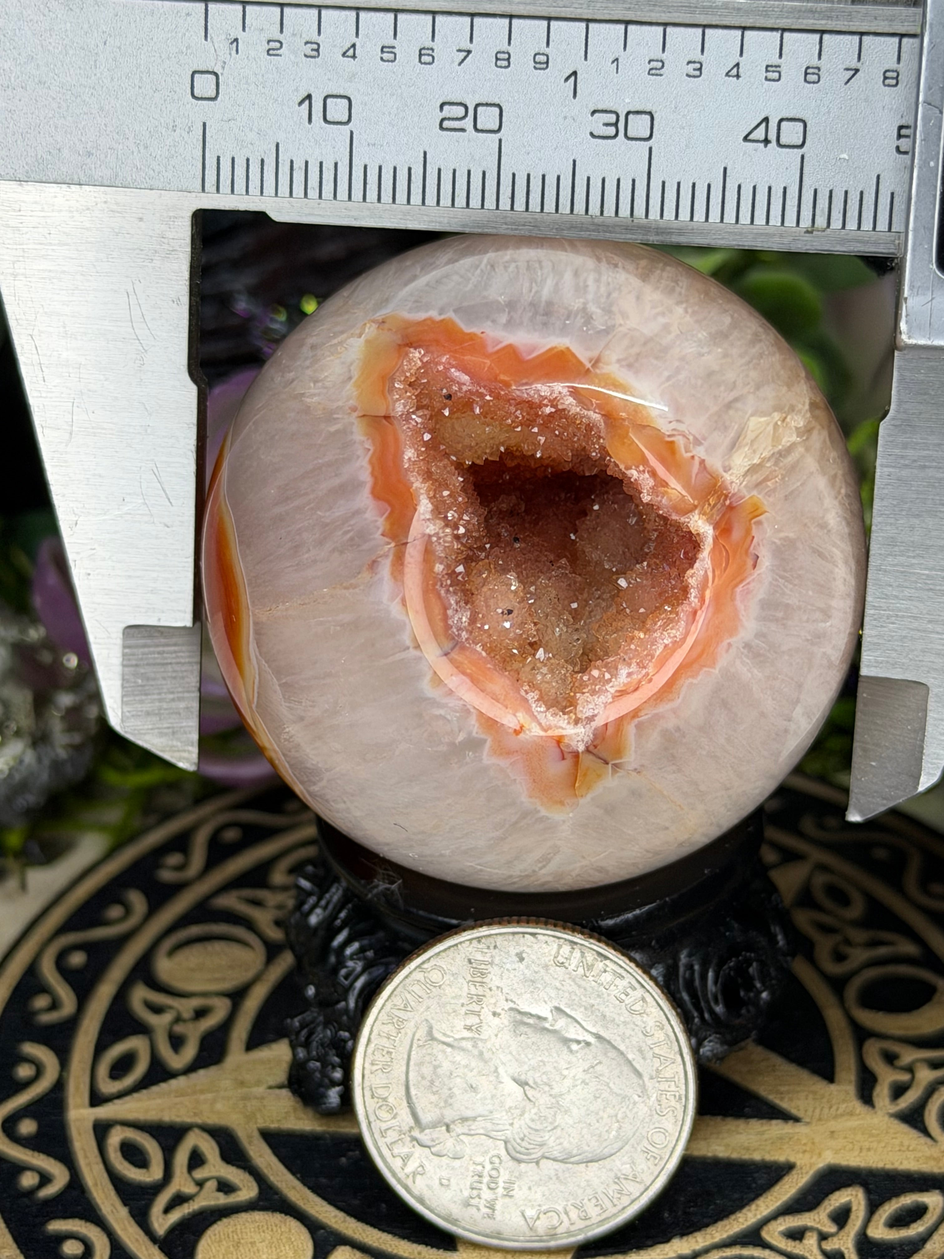 Carnelian Druzy Agate Sphere, 47mm
