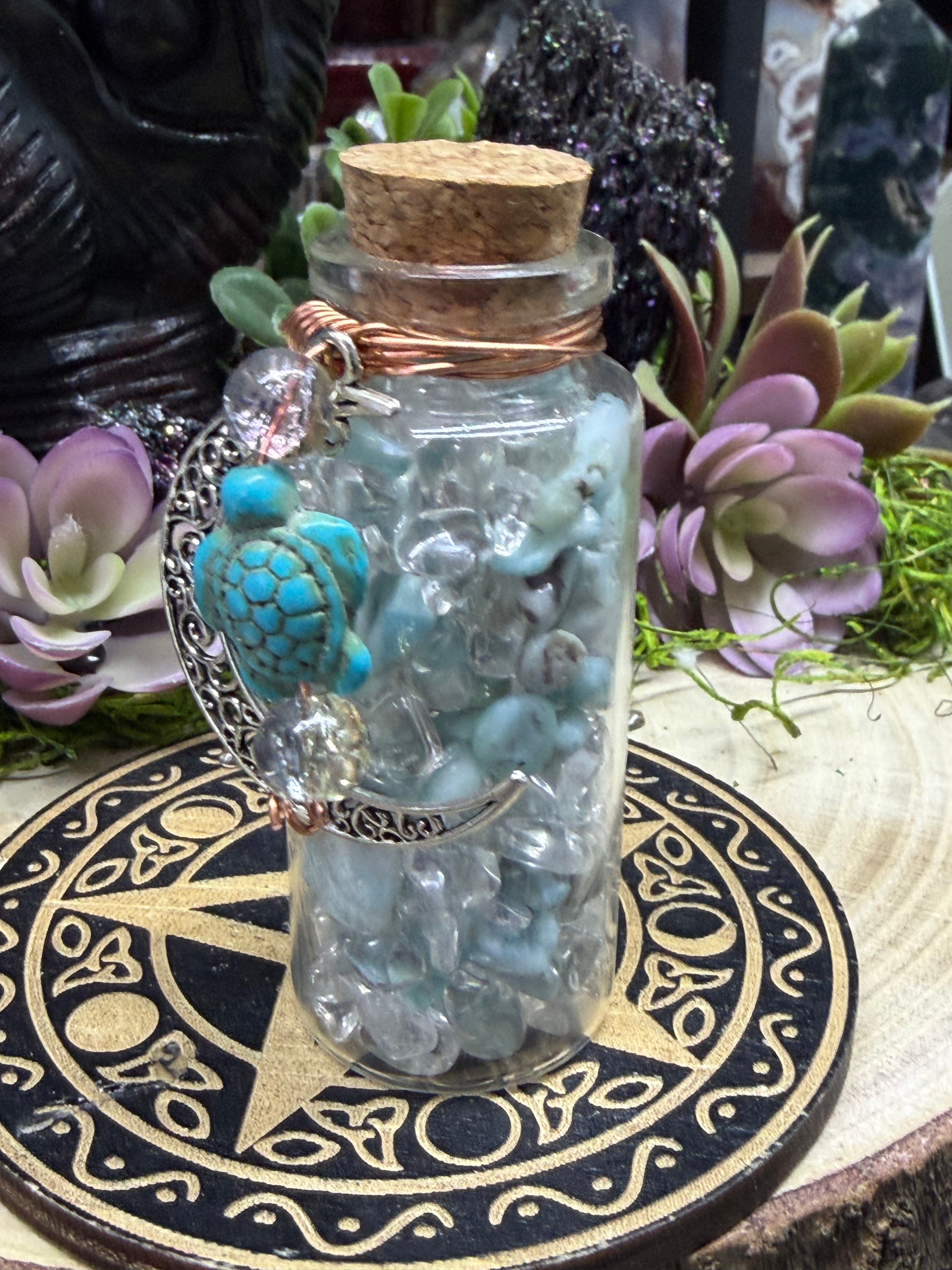 Clear Quartz & Larimar intention Jar