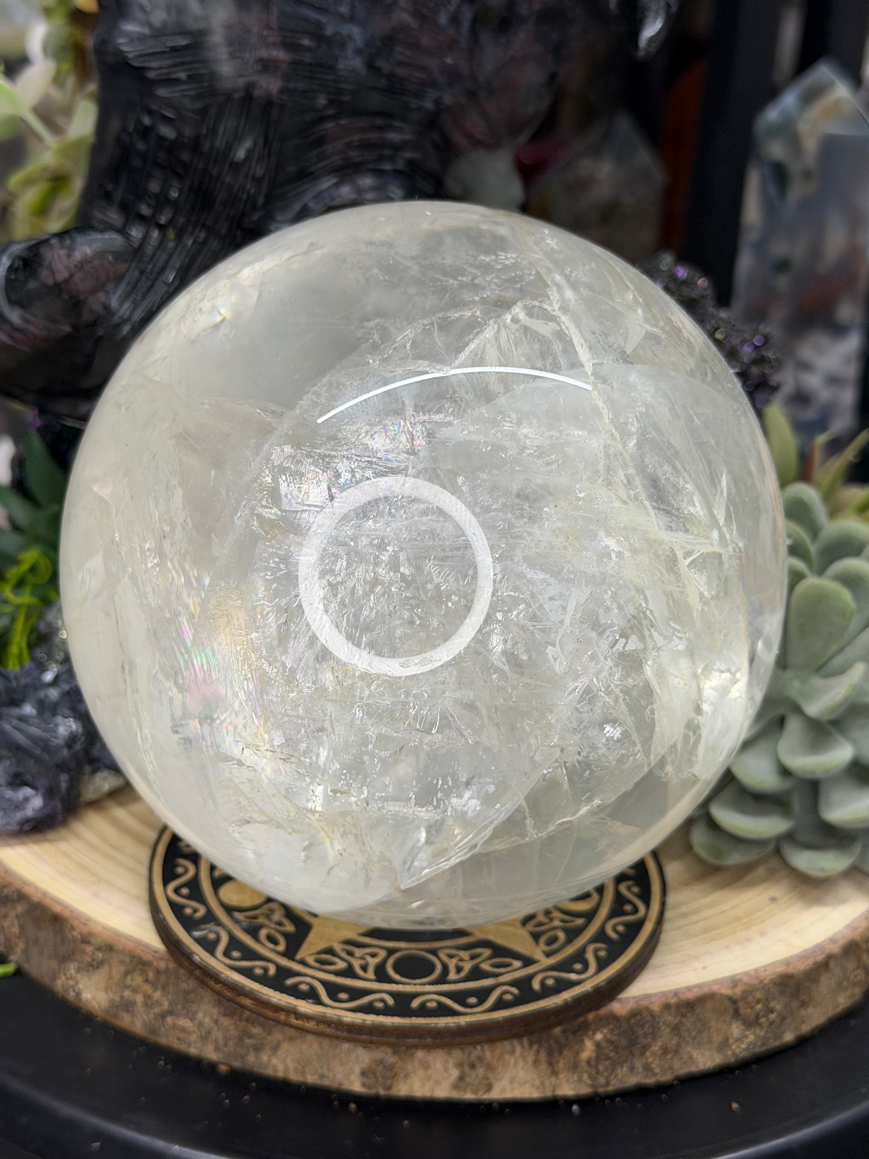 Large 110mm Clear Quartz Sphere With Rainbows