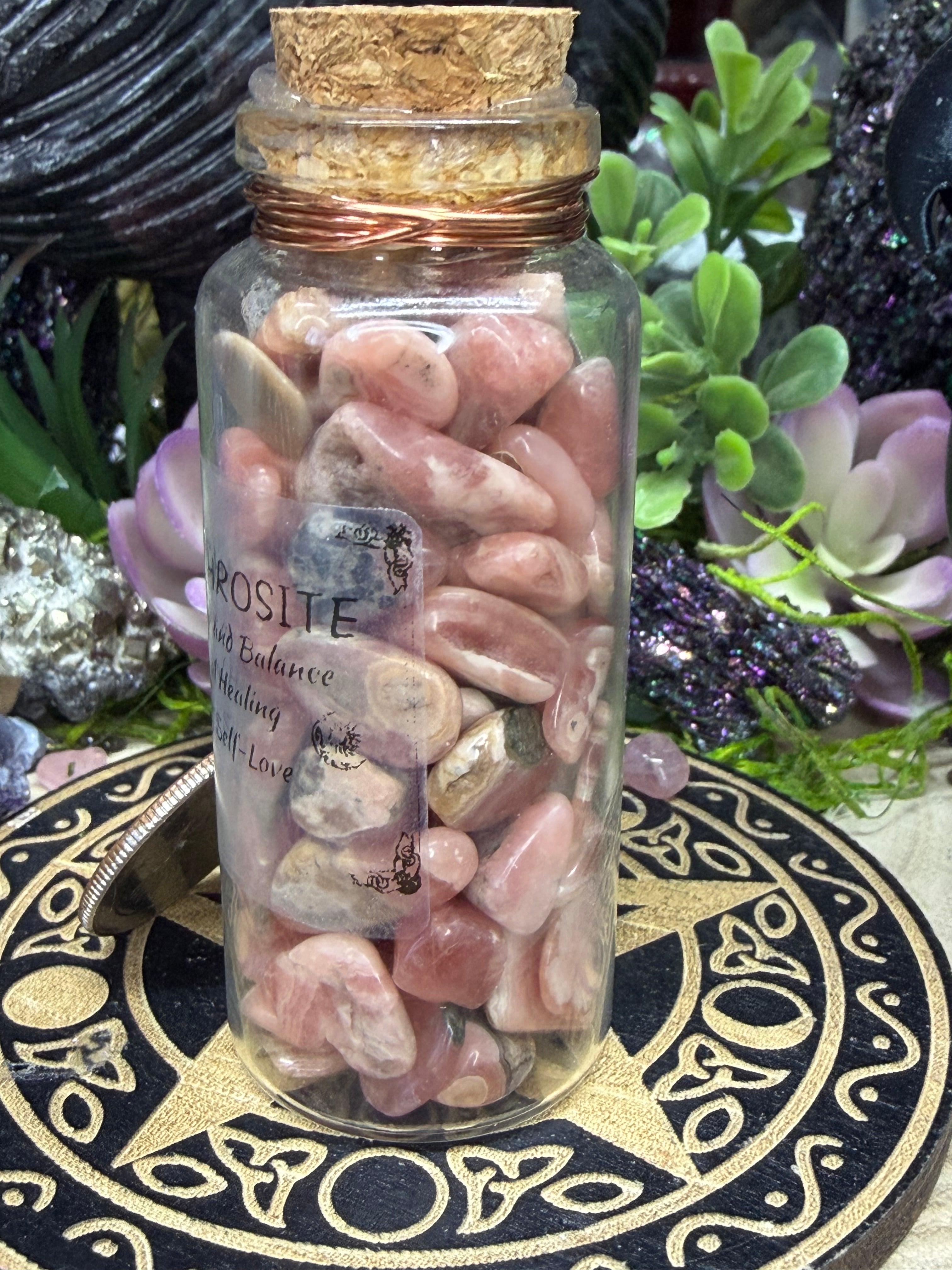 Rhodochrosite Chips, Intention Jar.