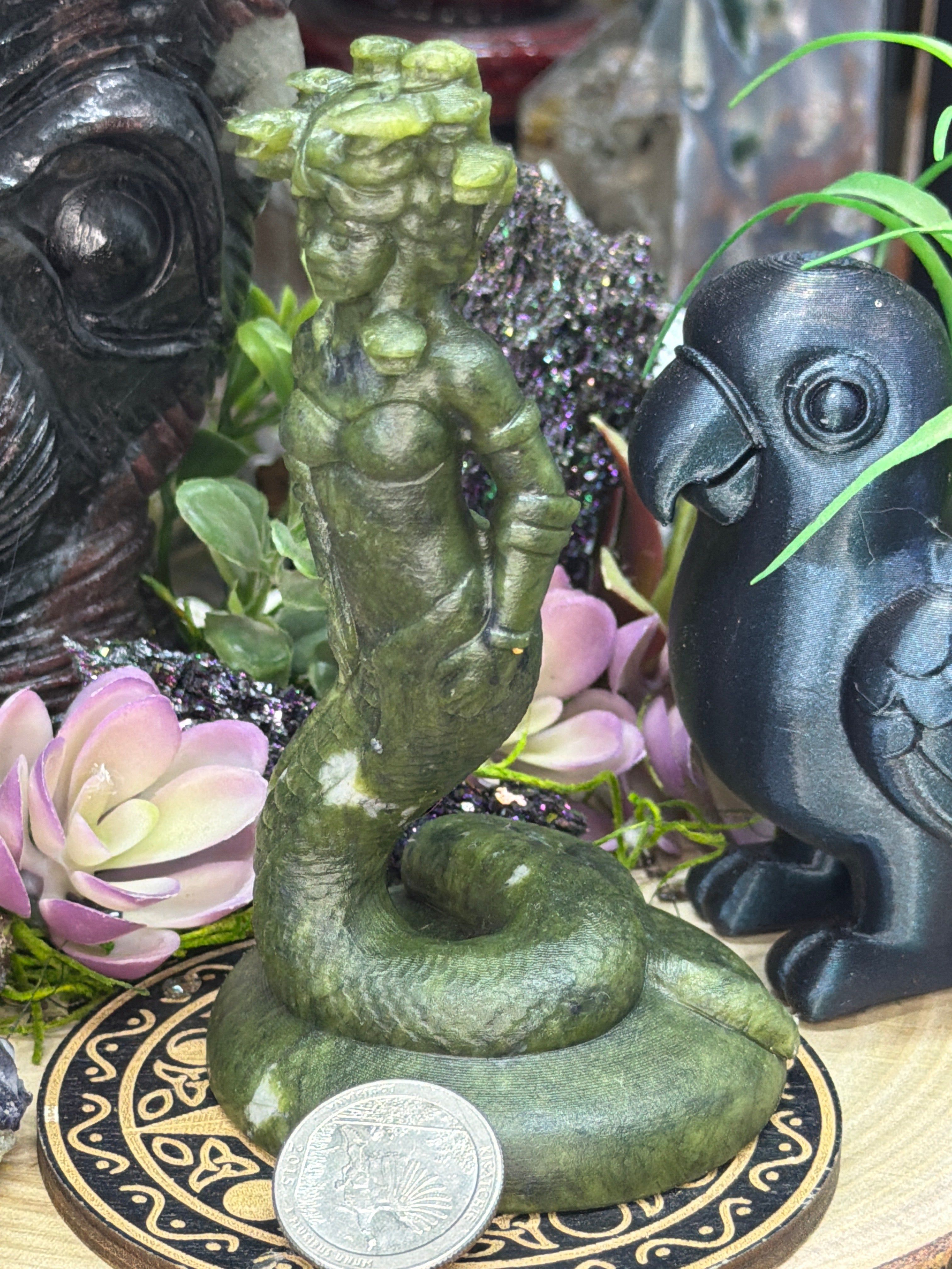 Serpentine Medusa Carving