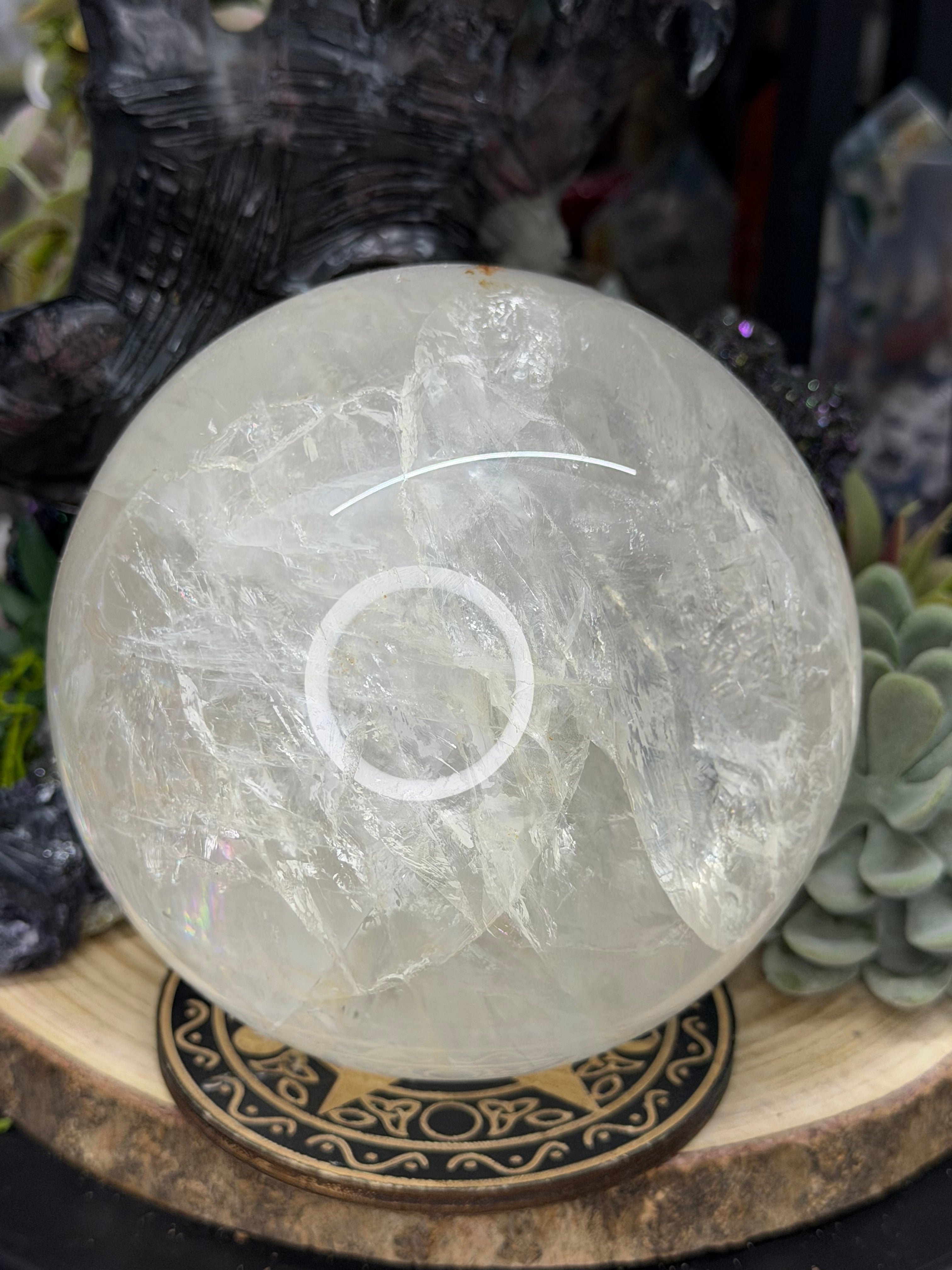 Large 110mm Clear Quartz Sphere With Rainbows