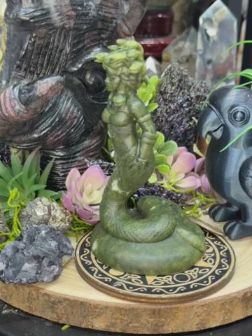 Serpentine Medusa Carving