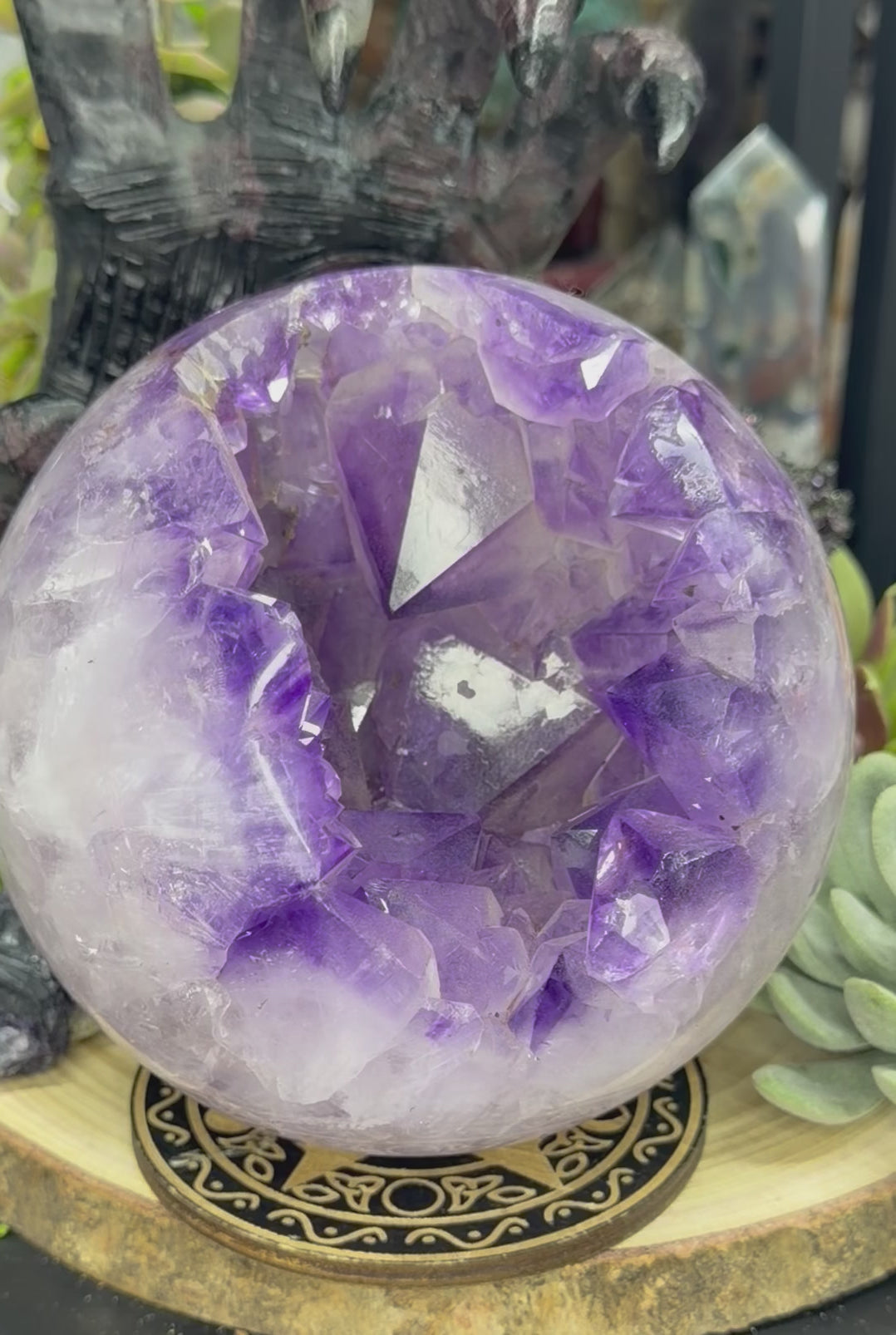 Brazil Open Mouth Phantom Amethyst Sphere, 118mm