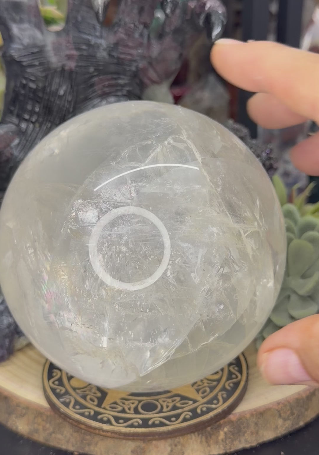Large 110mm Clear Quartz Sphere With Rainbows