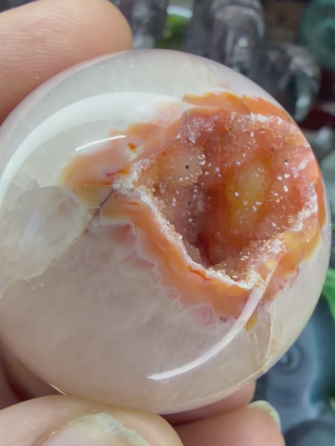 Carnelian Druzy Agate Sphere, 47mm