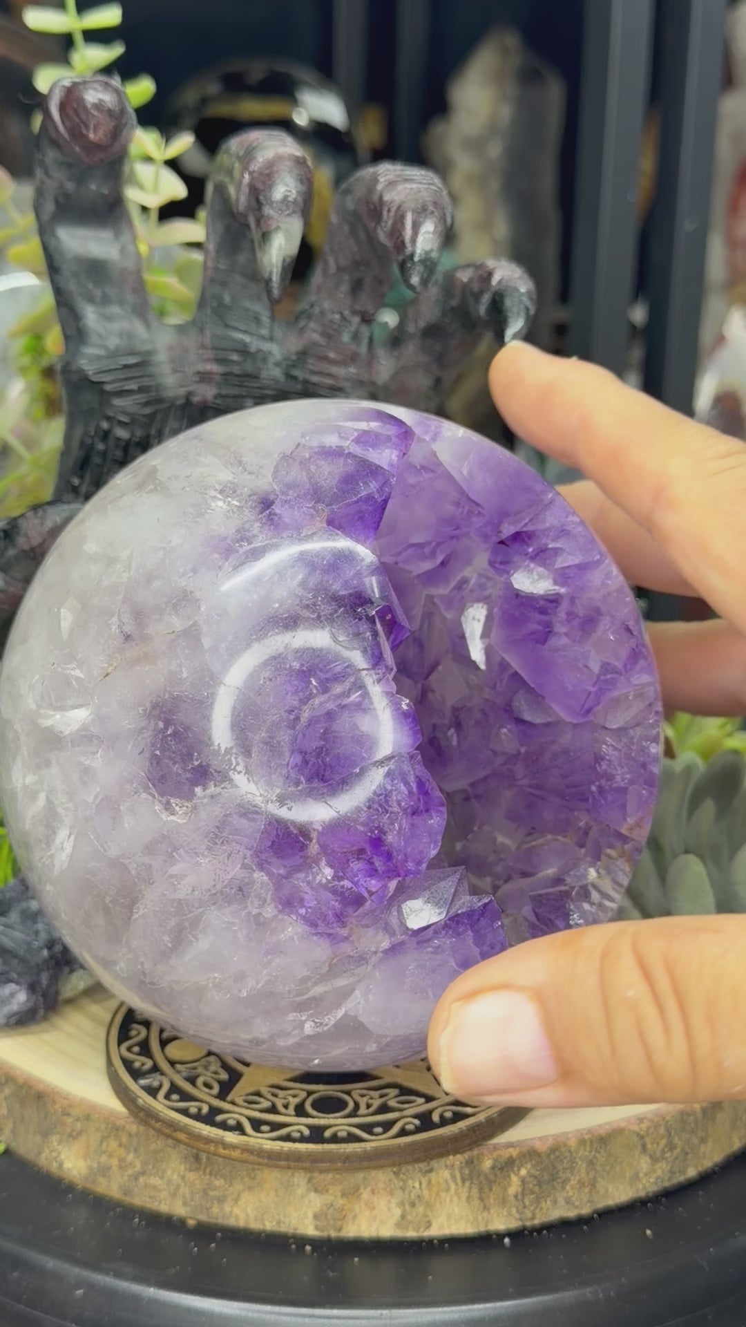 Brazil Open Mouth Phantom Amethyst Sphere, 118mm